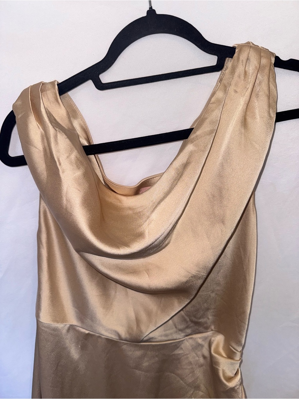Show Me Your MuMu One-Shoulder Josie Satin Gown in Champagne Gold - Picture 8 of 13